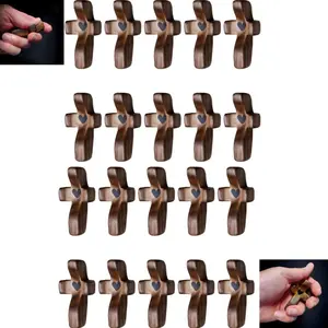 Cross My Heart/Encouragement Gift Wooden Pocket Stress Fidget Cross Wood Christian Religious Gift(Black 20/10pcs)