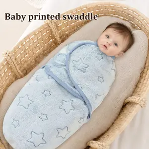 Thick Newborn Blanket Wrap Swaddle, Soft Flannel Baby Anti-Colic Blanket, Adjustable Washable, Suitable for 0-3 Months Boys & Girls