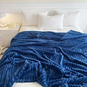 Solid Color Ribbed Blanket, Modern Soft Comfortable Warm Throw Blanket, Bedding Supplies for Home Bedroom Sofa Couch