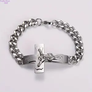 Men's Stainless Steel Jesus Prayer Curved Bar Bracelet - Polished Adjustable Men's Jewelry Wristband, Inspirational Faith Cuff, Classic Casual Accessory for Daily Wear & Religious Gifting