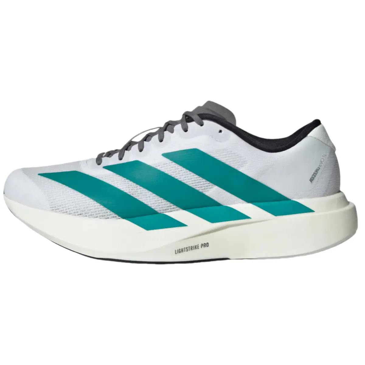 Adidas Adizero Evo SL Athletic Training Shoes, 'White Pure Teal' Lightweight Neutral Running Shoe with Responsive Lightstrike Pro Cushion