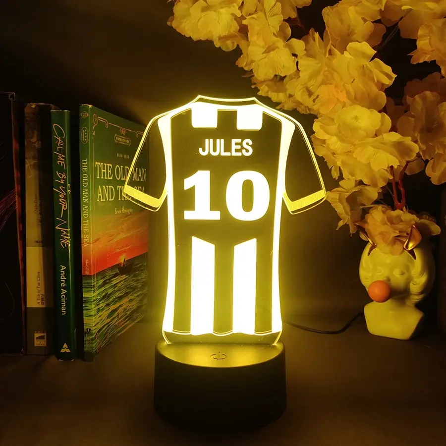 Personalised Futball Jersey LED 3d Lamp with Custom Name Football Night Lamp Kids Bedroom Table Decoration Xmas Gifts for Child
