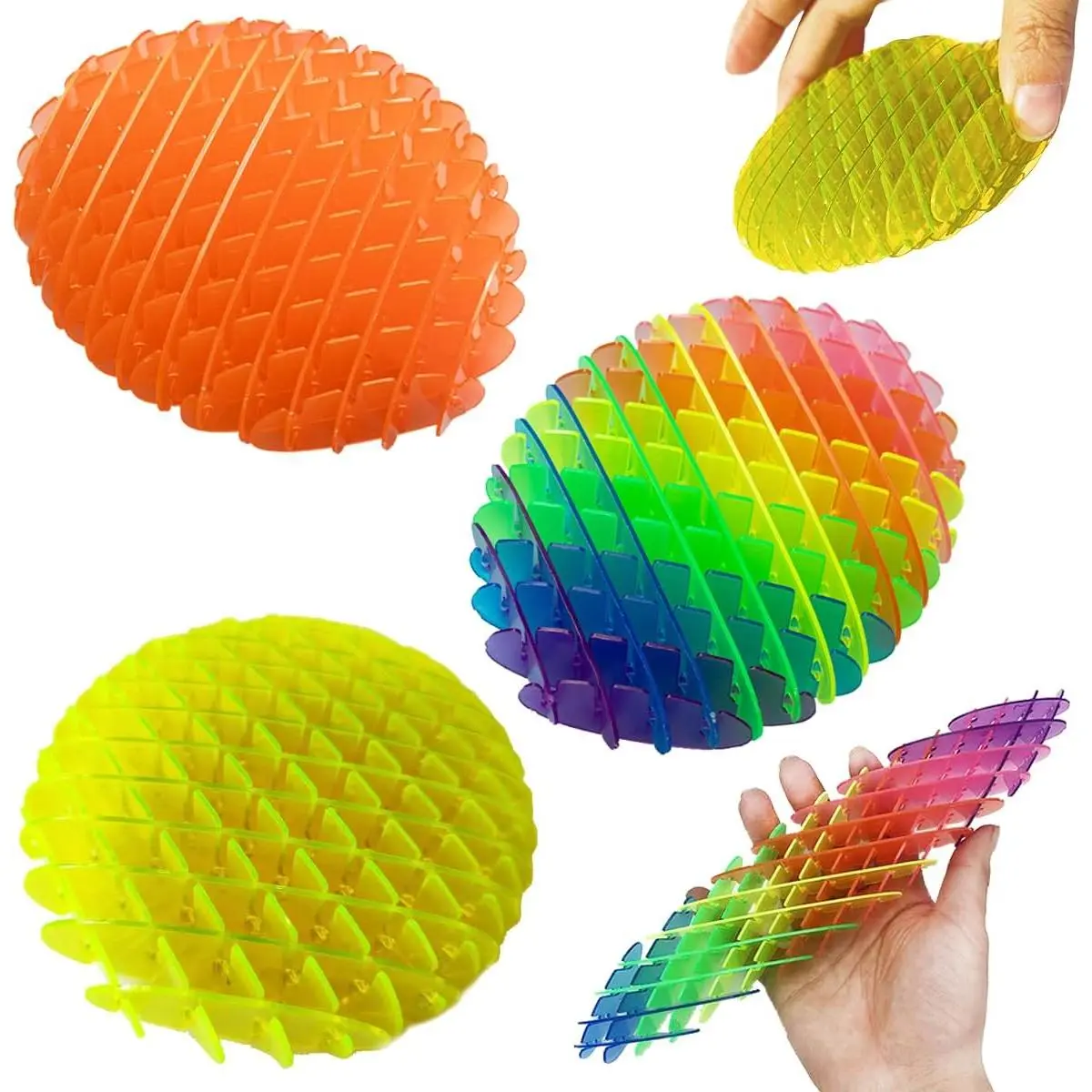 X-SRT01 Mini Fidget Worm Toy 3-PCS Set - BPA Free, Non-Toxic, Phthalate Free, Transparent, 3.9x3.9in Dynamic Stretch Elastic Mesh Sensory Slug, Quiet Stress Relief, Anxiety Relief, Relaxing, Unisex Kids' Thanksgiving Novelty Toy (3-Color, Small Size)