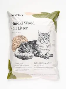 KOCHO Hinoki Wood Cat Litter Upcycled Ultra Lightweight Natural Aroma of Hinoki Japanese Cypress Gentle Clumping Dust-Free Recycled Wood Pellets Eco-Friendly & Odor Control