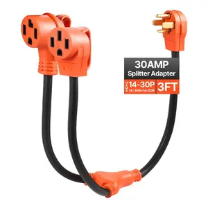 fathersdaygift VEVOR Y Splitter Adapter, 30 Amp, 4 Prong Outlet 240 Volt Dryer to EV Charger Adapter, NEMA 14-30P to 14-30R/14-50R, with Grip Handle, Heavy Duty 10 AWG STW Wire, for EV Charger Dryer RV