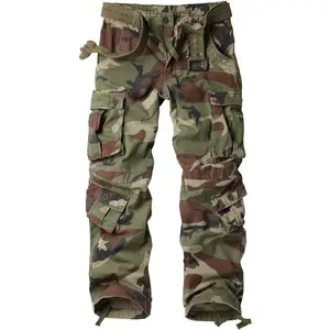 Men's Regular Tapered Cargo Camo Pants Casual Menswear Camouflage Pocket