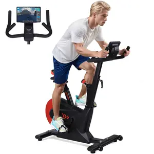 Indoor Cycling Bike Electromagnetic Control Stationary Exercise Bike with Shuttle Smart Knob Rear Flywheel Design App Compatibility iPad Mount Comfortable Seat Cushion Ultra Smooth Quiet Home Cardio Workout Fitness Machine