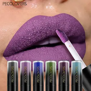 6pcs/set Dark Matte Velvet Intensely Pigmented Lip Gloss Waterproof Liquid Lipstick Purple Lips Makeup for Lip Tint Lip Glaze Cosmetics,Halloween Lip Gloss Set