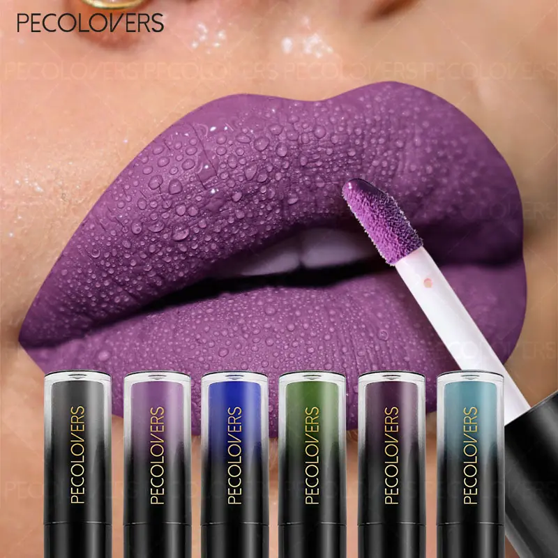 6pcs/set Dark Long Lasting Matte Velvet Intensely Pigmented Lip Gloss Waterproof Liquid Lipstick Purple Lips Makeup for Lip Tint Lip Glaze Cosmetics, Lip Product Halloween Lip Gloss Set