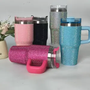 14oz Bling Rhinestone 304 Stainless Steel Tumbler with Handle