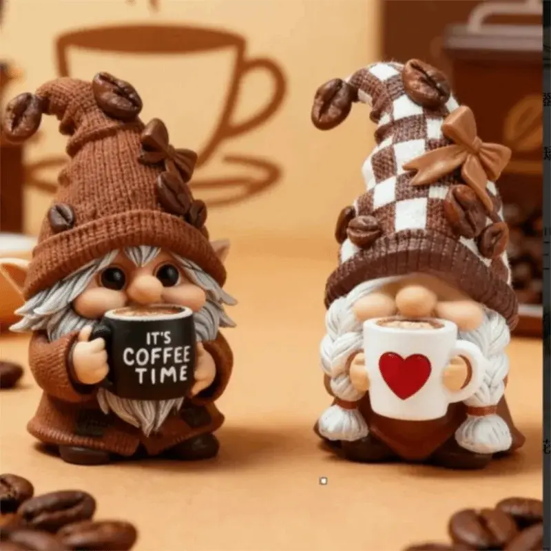 Brand new handmade coffee gnome resin coffee-themed dwarf ornament Christmas decoration coffee mini desktop decoration