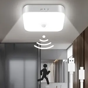 Modern Motion Sensor Ceiling Light, 500lm High Brightness, 10000mah Rechargeable Battery, Wireless Induction Lamp for Entryway, Stairs, Hallway, Smart Lamp