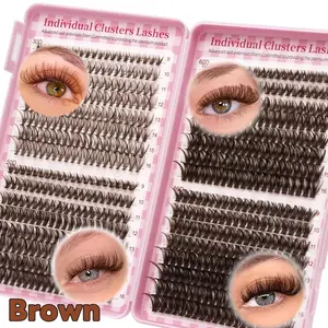 640pcs Brown DIY Eyelash Clusters Extension Individual Lashes 30D+50D+60D D-Curl False Eyelashes, Eyelash Extensions, Fluffy Soft, Can DIY Cat Eye Fluffy And Natural Eye Segmented Lash, Large Capacity Lash Book, For Beginners, Makeup Artists