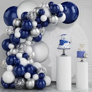 Navy Blue  Balloons Garland Kit, Navy Blue White  Confetti Balloons Arch Kit for Birthday Party Bridal Shower Wedding Graduation Class of 2025 Prom Decorations......