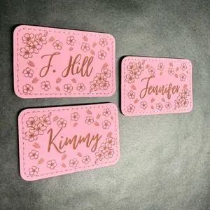 Pink Cherry Blossom Velcro Name Patch - Customizable 3in x 2in Velcro Bag Accessory with Personalized Name