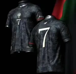 CR7 Portugal Jersey, CR7 Black Special Edition Football Shirt, Portugal Soccer Jersey, GOAT The Siu Kit, Retro Style Soccer Apparel, Sports Fan Gift
