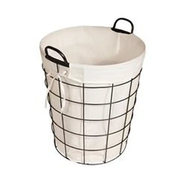 Cheung 16S005 Lined Metal Wire Storage Basket with Handles, Portable Room Organiser for Home Decor, Wall-Mountable Home Supply