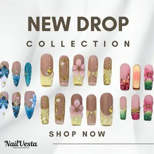 NailVesta NEW DROP COLLECTION – 100% Handcrafted 3D Press-On Nails | Reusable, Long-Lasting, Salon-Quality