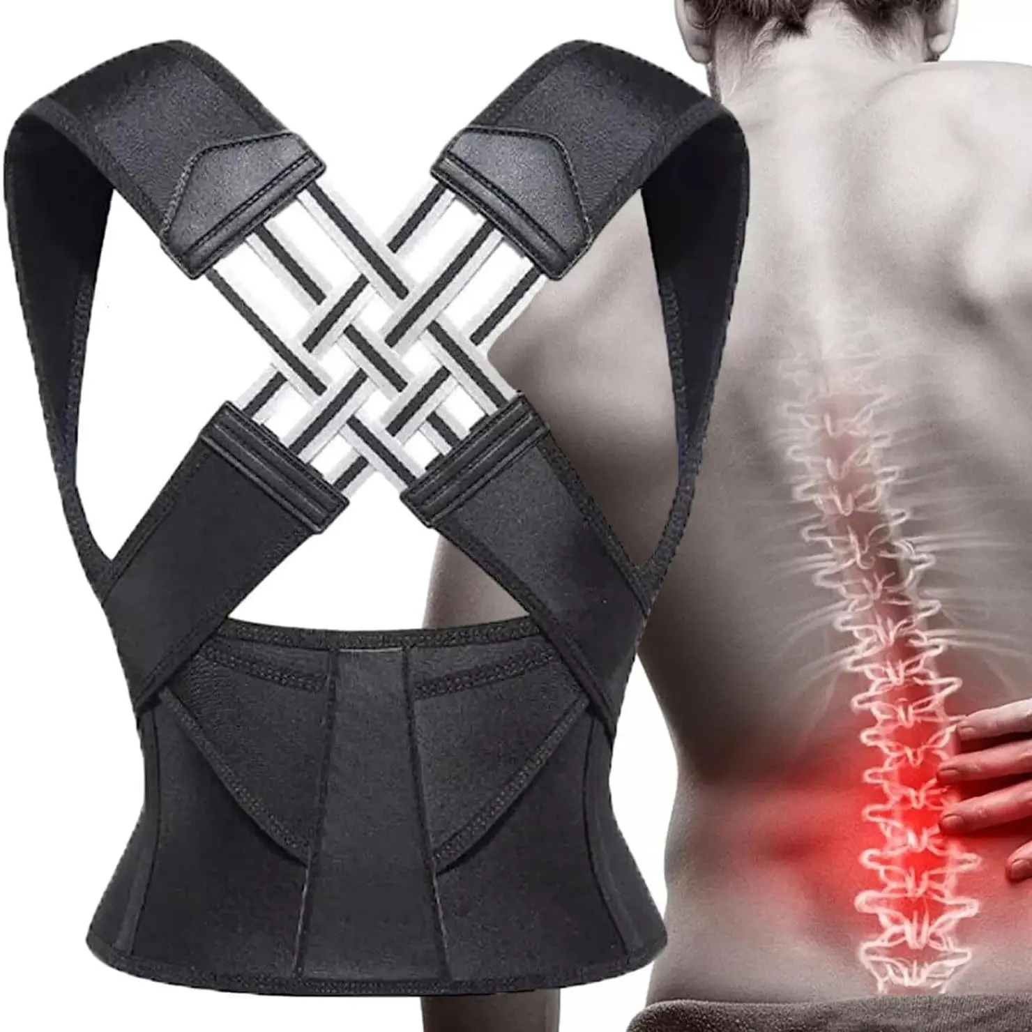 Neck Pain Relief Anti Hunchback Brace Adjustable Back Support Posture Corrector Ergonomic Spine Alignment Device Upper Back Pain Relief for Sitting Work Home Study Hunchback Prevention