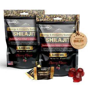 BeepWell Shilajit Energy & Immunity Gummies (Pack of 2) – 3,000MG Natural Shilajit with Adaptogens | Sugar-Free, Vegan, 60 Gummies Healthcare Dietary Vitamin Gold Supplement Himalaya Bear Viral ashwagandha  supplement Fitness Edible