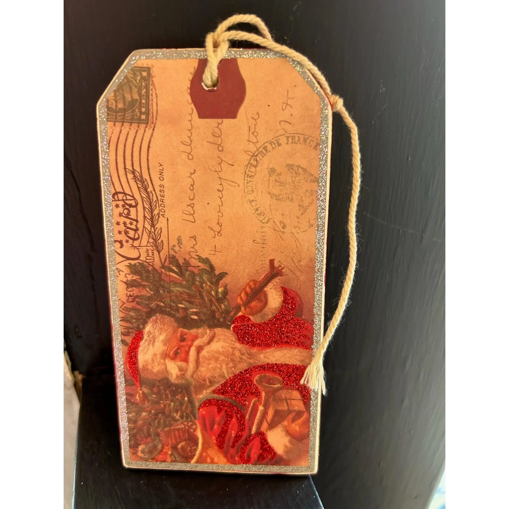 Wooden Gift Tag-Santa