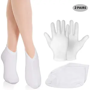 2 Pairs Moisturizing Gloves&Socks for Overnight Bedtime Heal Eczema Sleeping Lotion Hand Spa Treatment,Repair Cracked Dry Skin