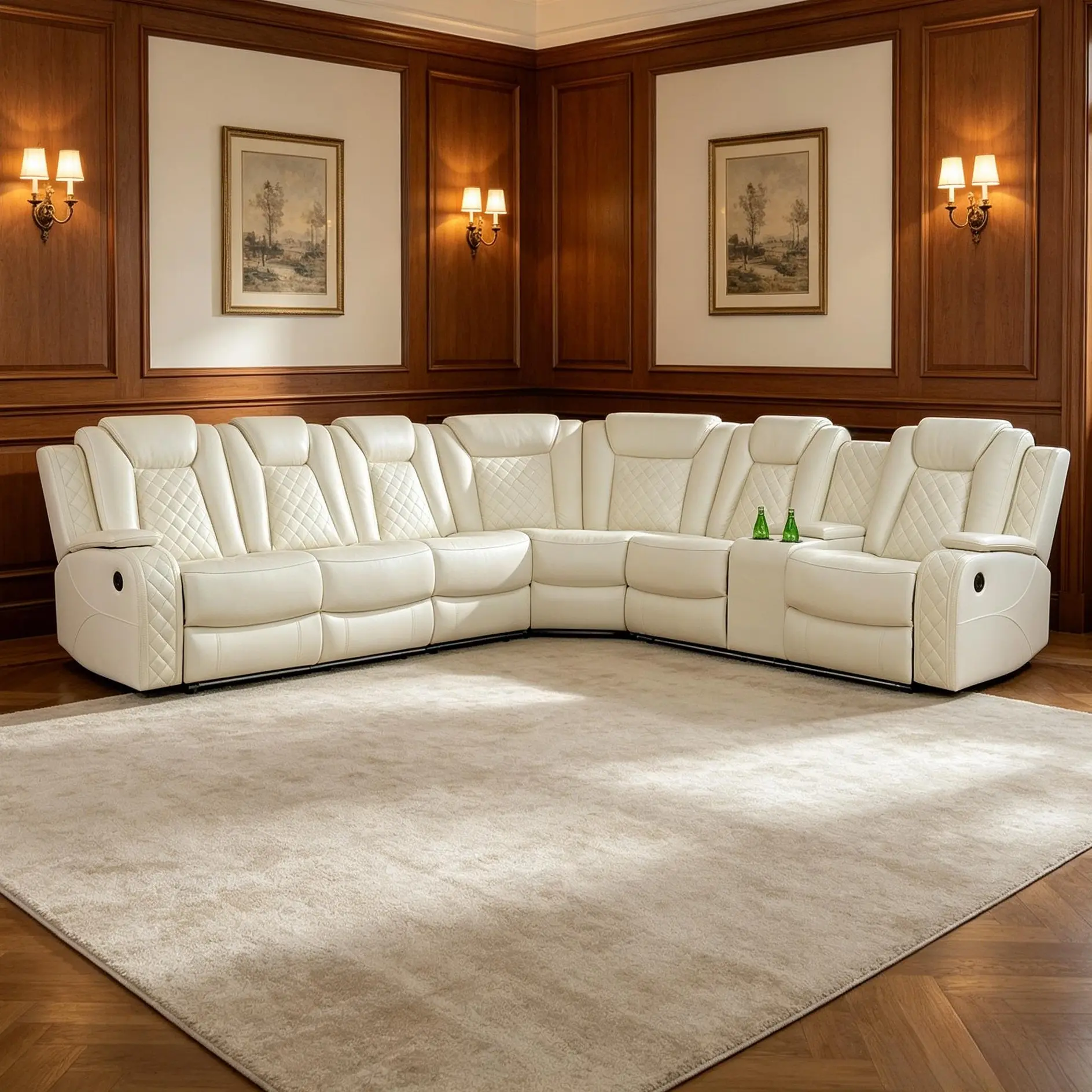 3-Piece Modern Upholstered White Breathable Scratch-Safe Leather Recliner Sofa Set - Loveseat, Recliner, Individually Adjustable Seats, Adjustable Arms, Cup-Holder Ease, Assembly Required, Luxury Reclining Living Room Furniture, Modern Minimalist Sofa