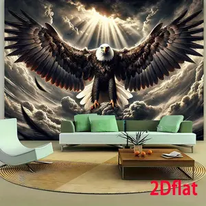 A 2D flat piece of eagle tapestry, an artistic decoration, suitable for living room, bedroom, office, entrance, party and photography backdrop.