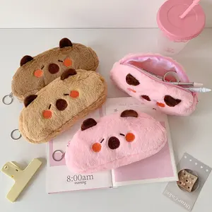 Cute Plush Capybara Stationery Bag, Large Capacity Pencil Case for Students, Cartoon Desktop Organizer, School Supplies Storage Bag