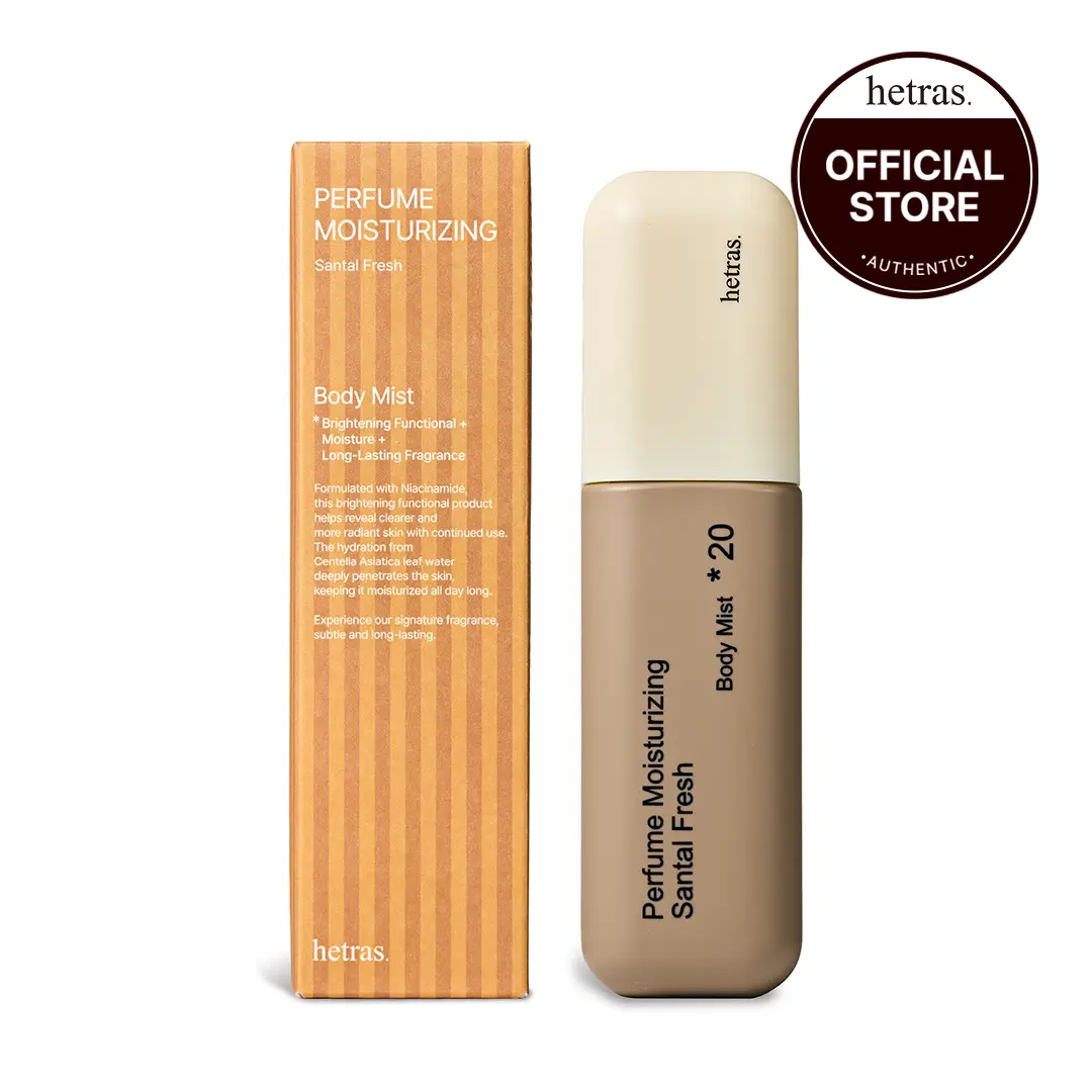 [hetras] Perfume Body Mist, Santal Fresh Scent | Moisturizing Niacinamide Body Spray | Body Glow, Smooth Skin | for Texture & Uneven Skin tone | Instantly refreshes your skin | Korean Skincare, 4.06 Fl.Oz