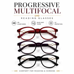 3-Pack Progressive Multifocal Reading Glasses for Women, HD Clear Lens Blue Light Filtering Readers with UV Protection, Lightweight Stylish Frames for Reading & Screen Use