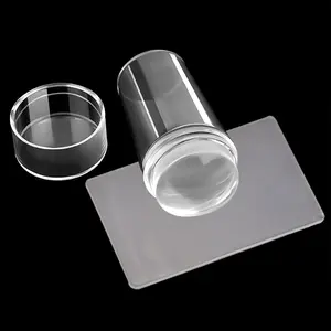 French manicure kit with transparent silicone stamp scraper, gentle and non-damaging nail tools for home use.