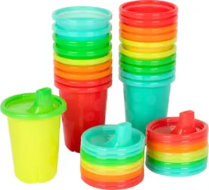 The First Years Take & Toss Spill-Proof Plastic Sippy Cups, Rainbow Party Pack with Snap-On Lids, Reusable Individual Pack Cups for 9+ Months Toddlers, 20 Count, Plastic Cup