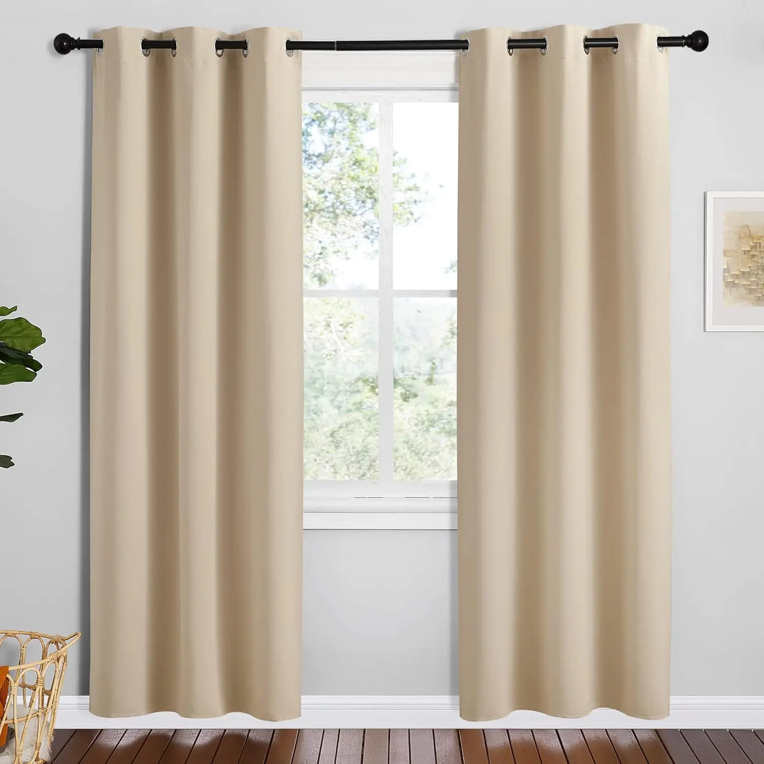 NICETOWN Room Darkening Curtain Panels for Cafe， Biscotti Beige， 2 Panels， W42 x L78 -inch， Thermal Insulated Grommet Room Darkening Draperies/Drapes for Window