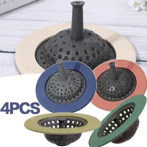 4 Pack Sewer Plug Floor Drain Cover, Pumps and Plumbing Equipment, Home Kitchen Sink Sewer Round Filter Basket Floor Drain Stopper Strainer Tool Kitchen Sink Accessories