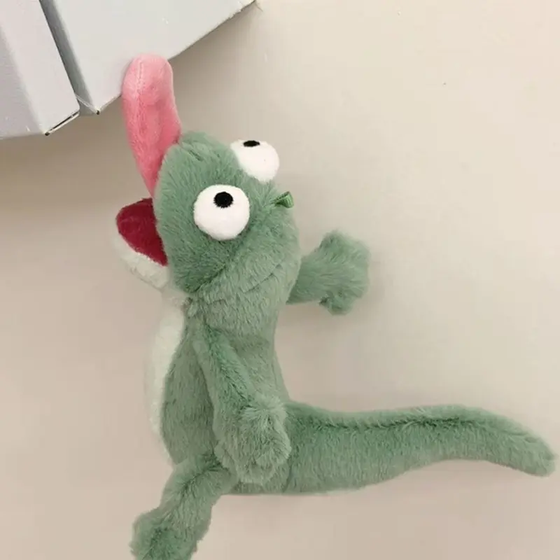 Green Sounding Small Lizard Abstract Funny Doll Tongue Sticking With Magnetic Attraction Gift Plush Toy