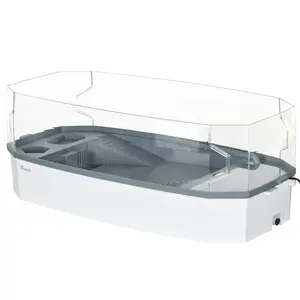 Turtle Tank Kit, Turtle Aquarium with Basking Platform, Water Pump, Filter Layer Design, Full View Visually Reptile Habitat, Easy to Clean and Change Water, Multi Functional Area