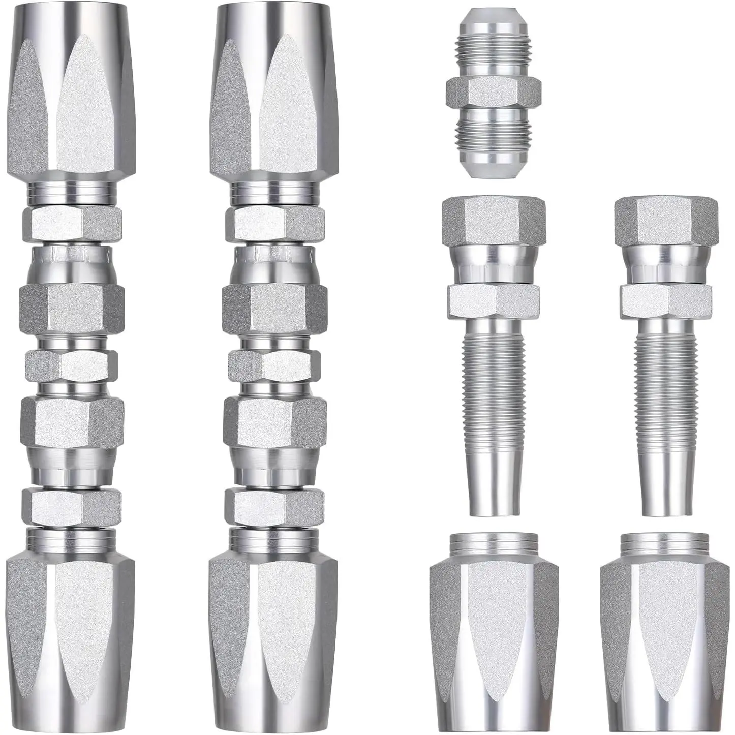 2Pcs 1/2" Hydraulic Hose Field Repair Kit 1/2" Inner Diameter 5Pcs Small Repair Parts Reusable 08 (R2) 2-Wire Hydraulic Repair Fittings