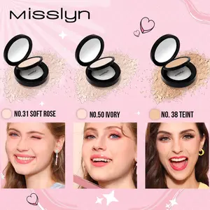 Misslyn Compact Powder, Light Through Oil Control Powder, Anti-Oil Pressed Powder Matte Poreless Long Lasting Setting Powder, High Coverage Powder Foundation, Oil-Control Poreless Full Coverage Lightweight Pressed Powder Soft Matte Smoother-Looking