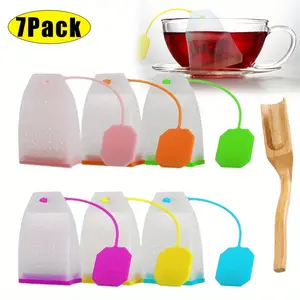 6 Pcs Silicone Tea Infuser, Reusable Tea Bags Tea Strainer Filter Tea Steeper Tea Diffuser Tea Holder for Loose Leaf Tea with Spoon