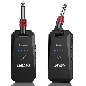LEKATO WS-90 Wireless Guitar System, 5.8G Rechargeable Wireless Electric Guitar Transmitter Receiver, 4 Channels Guitar Wireless System for Electric Guitar Bass, Back to School