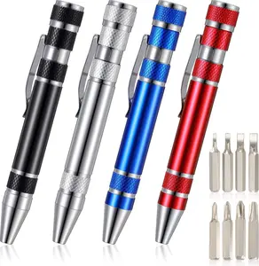 4 PCS 8 In 1 Multitool Pen Screwdriver Mini Set Handy Tool, Magnetic Portable Screwdriver for Repairing Installing Hand Tool