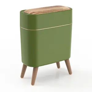 Pukomc Smart Sensor Trash Can with Wood Grain Lid, Automatic Motion Sensor Garbage Bin for Kitchen, Bathroom, Office