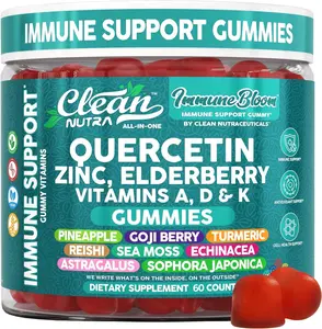 Clean Nutra Quercetin, Zinc, Elderberry, Vitamin A D K & Sea Moss for Immune Support Gummies - Immune Bloom