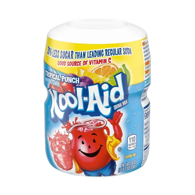 Kool-Aid Tropical Punch Hydration Powder Canisters - 6-Pack, 19oz Natural Citric Acid Vibrant Flavoring Mix for Adults, Children