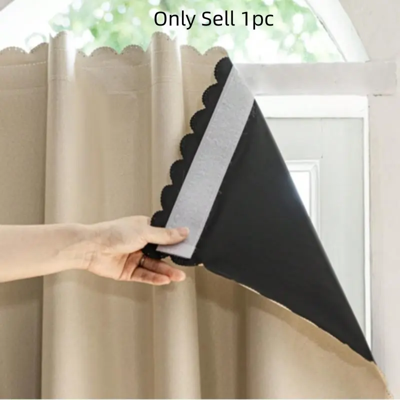 Self-Adhesive No-Drill Curtains with Hook and Loop, Ready Made Curtains Window Curtain 100% Blackout Drapes for Living Room Bedroom Balcony, Easy to Remove and Rent-Friendly