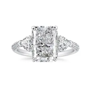 Maxine Luxury 5.0ct Radiant & Heart Cut 3-Stone Engagement Ring, 5A Cubic Zirconia Women's Jewelry for Proposal, Wedding, Engagement Rings