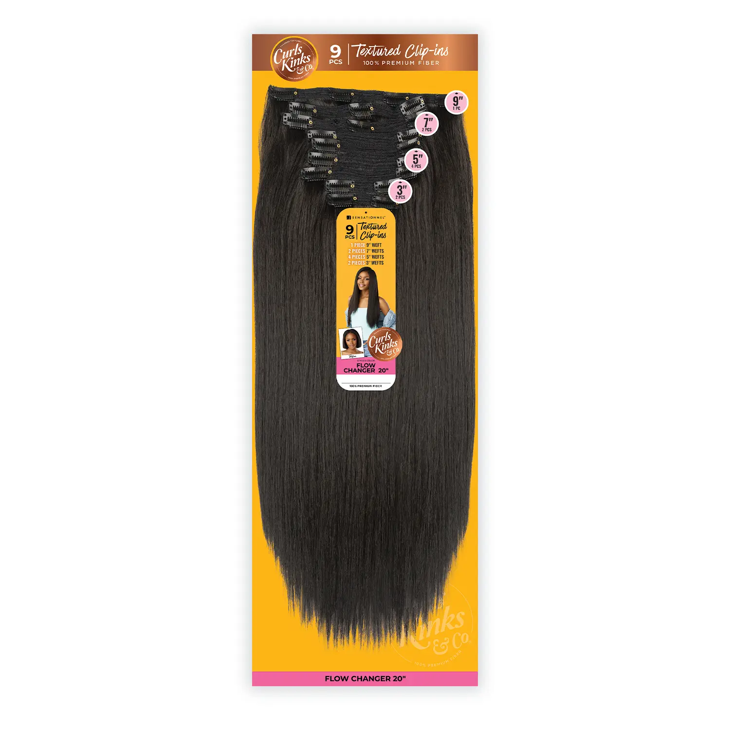 Sensationnel Synthetic Fiber Textured Curls Clip-In Weave - Kinks & Co Flow Changer, 20" Hair Extension Piece