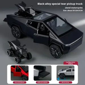 1:36 Cybertruck Toys Off Road Vehicle Die Cast Model Car Beach Motorcycle Hobby Collectible Birthday Gift For Boy