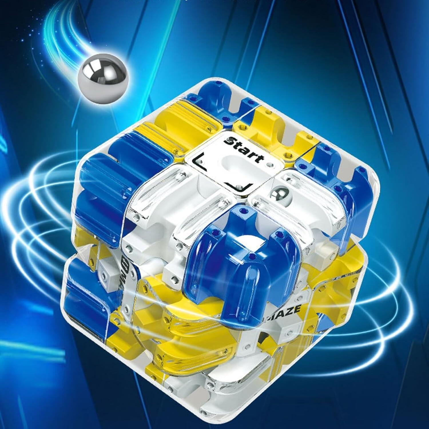 3D Ball Maze Cube Puzzle Toy STEM Educational Brain Game with Smooth Rolling Multicolor Balls 3D Maze Labyrinth Spatial Reasoning Challenging Cubic Puzzle for Kids Ages 6+